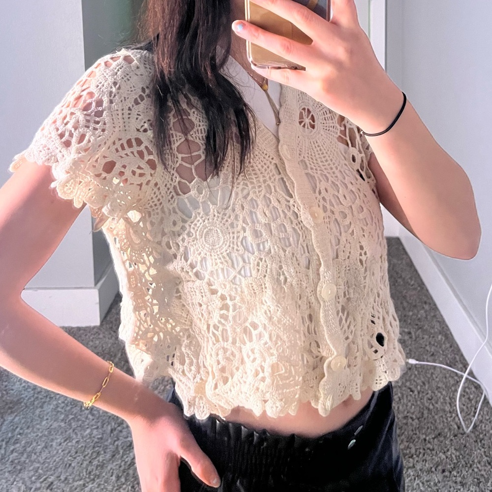 Open Knit Crochet Top